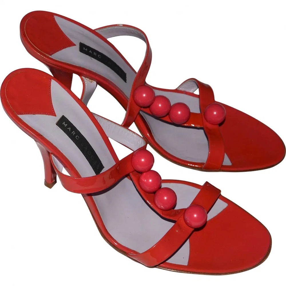 Marc Jacobs Patent Beaded Strappy Heel Sandals